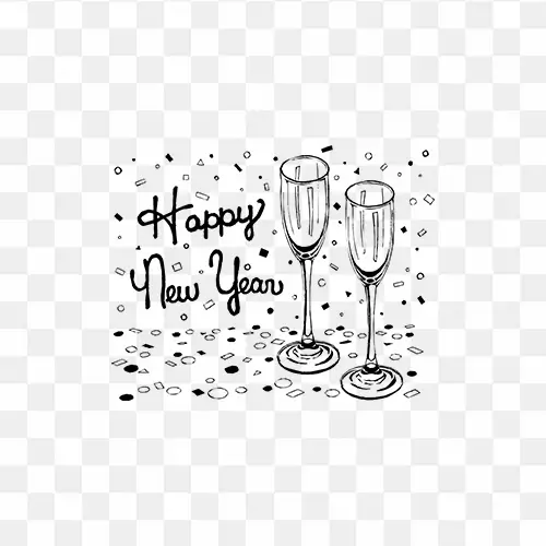 Happy new year with beer glass transparent clipart png